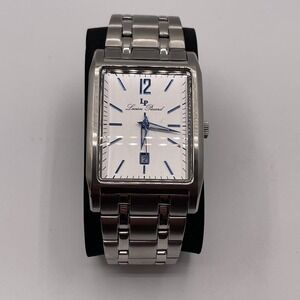 Lucien Piccard Watch Women 26mm Silver Tone Blue Square Dial Date Tested Working